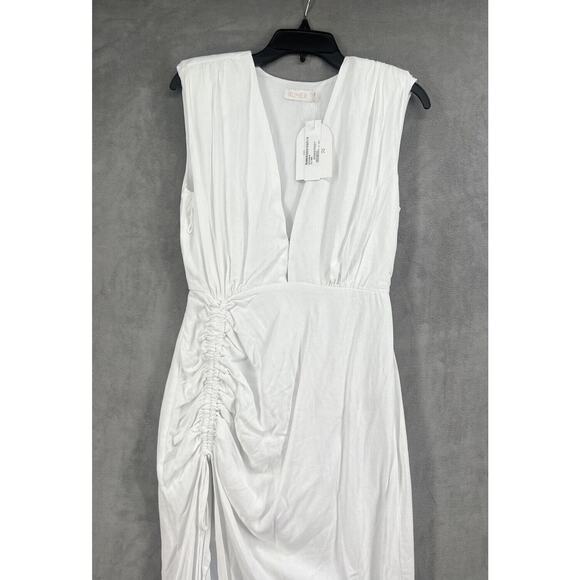Rumer Tully Maxi Dress Size Small White V-neck Side Slit - Picture 4 of 12